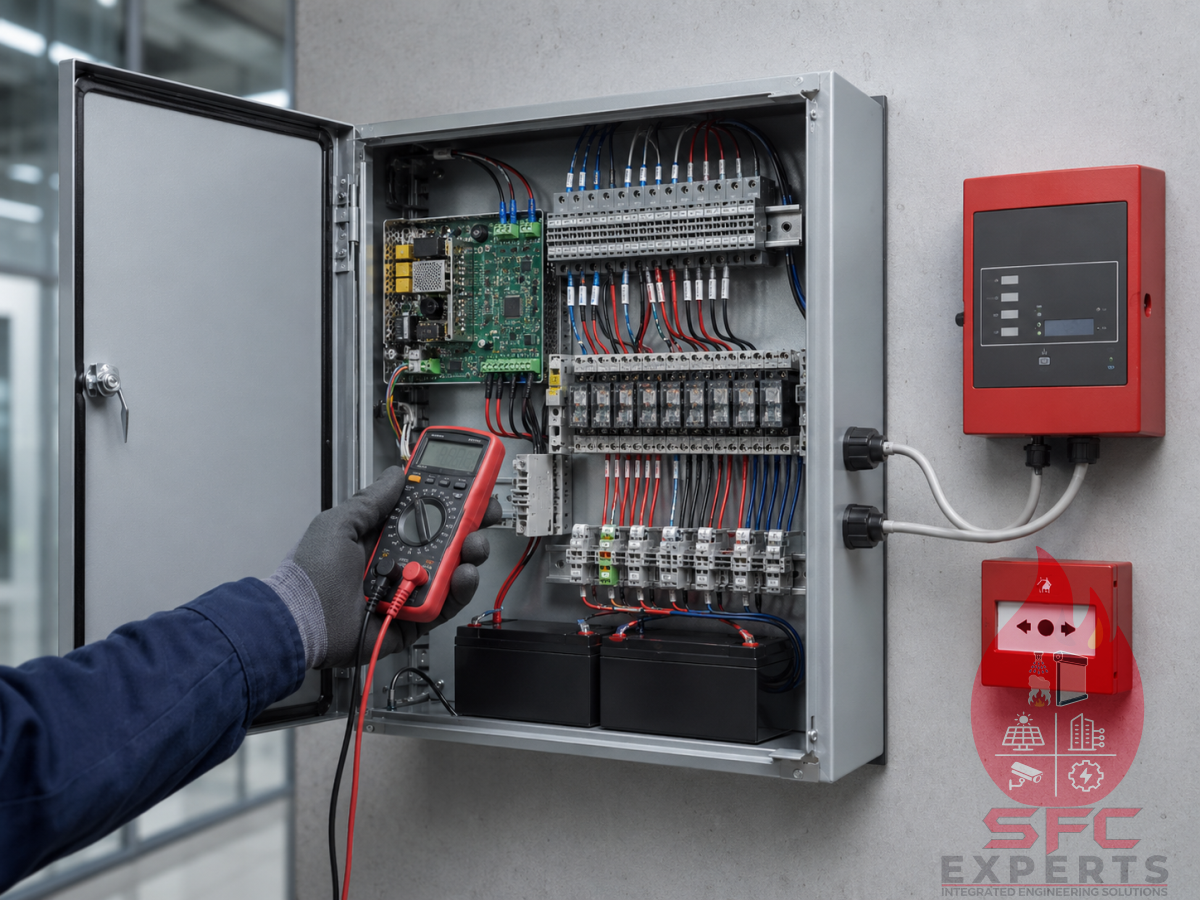 Smoke and fire curtain control panel and fire alarm interface