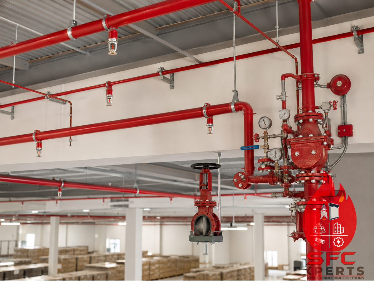 Automatic fire sprinkler system in a commercial building
