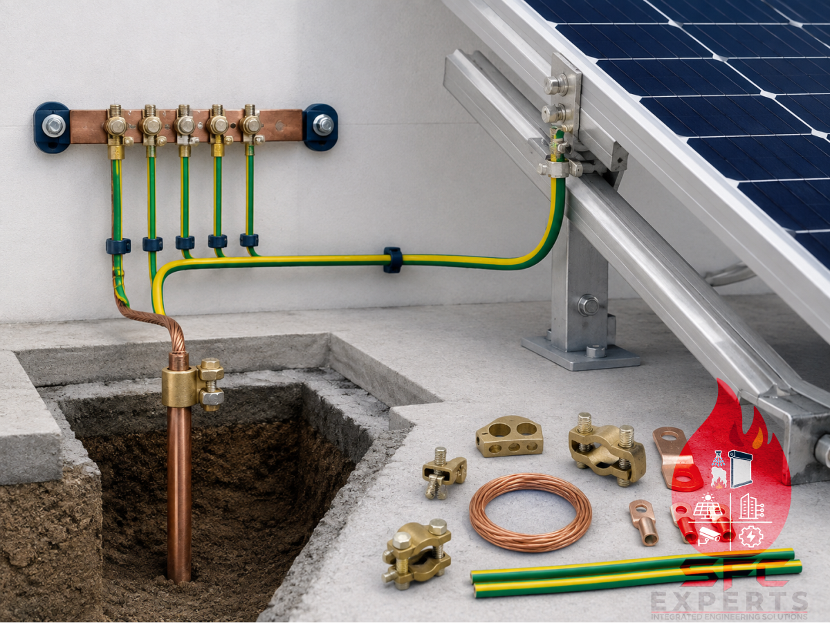 Solar system earthing and bonding components